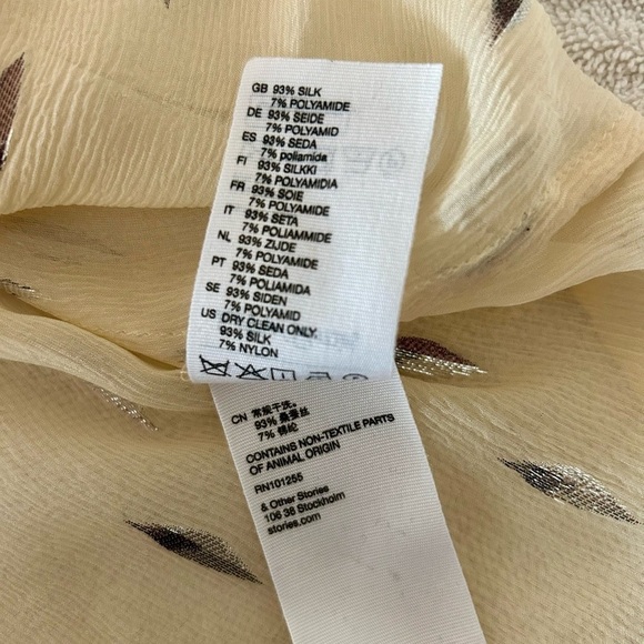 💛🩶”& Other Stories” Sheer Gold Blouse w/Silver Metallic Accents Size XL💛 - Picture 8 of 8